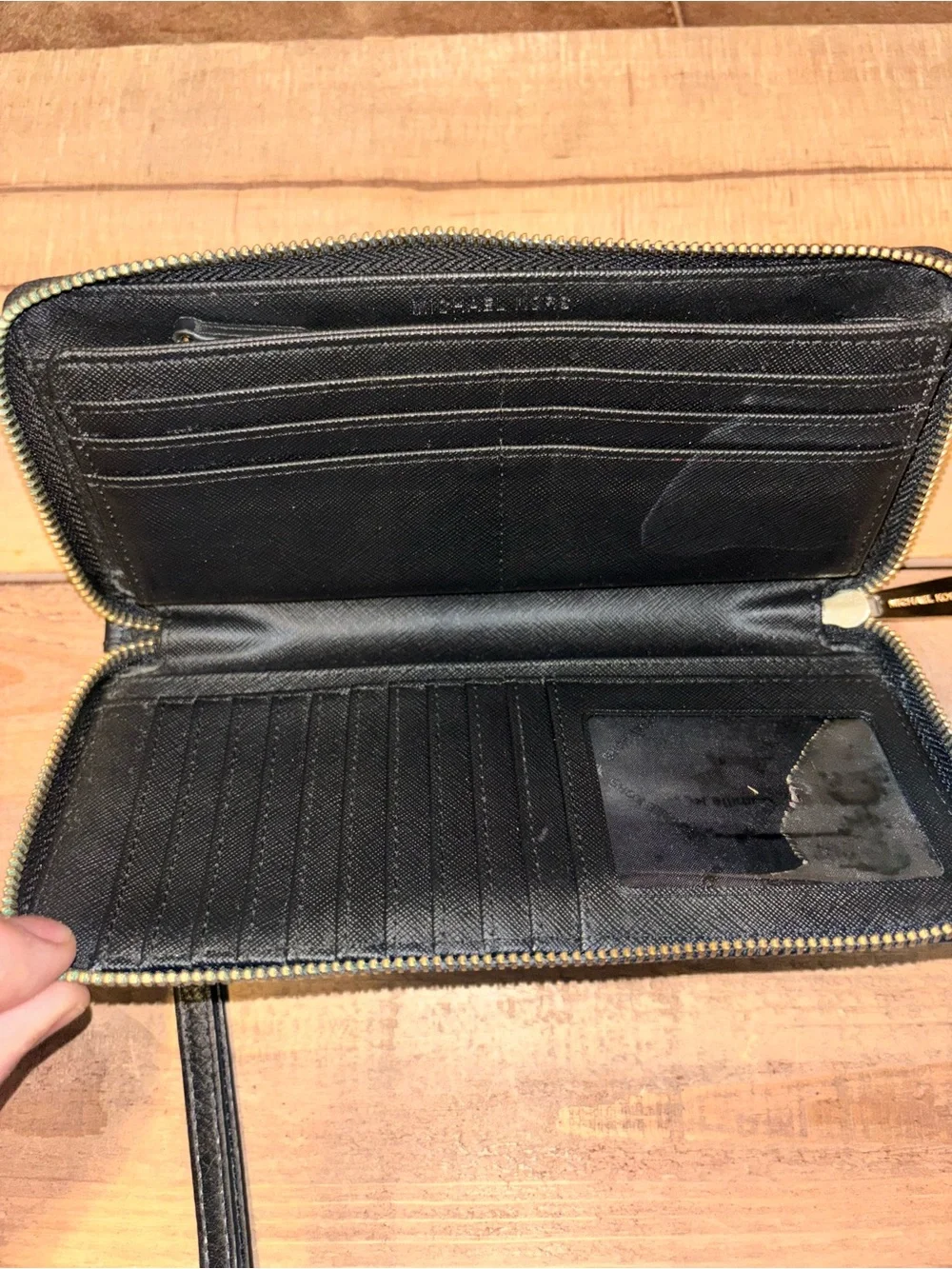Michael Kors Black Pebbled Leather Continental Zip-Around Wlet